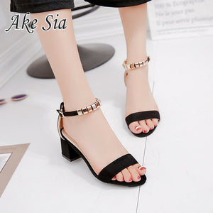 metal String Bead Summer Women Sandals Open Toe shoes Women's Sandles Square heel Women Shoes Korean Style Gladiator Shoes