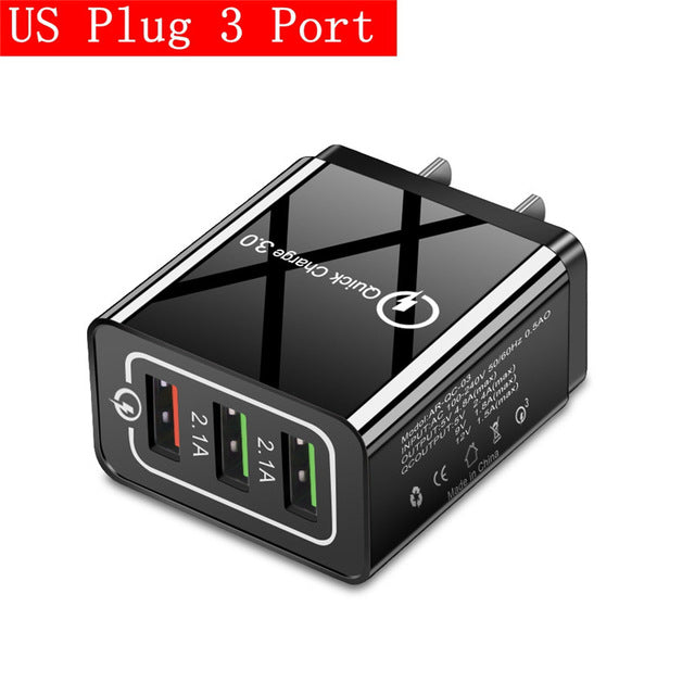 Lovebay 48W Quick Charger 3.0 USB Charger For iphone Samsung  Tablet EU US Plug Wall Mobile Phone Charger Adapter Fast Charging