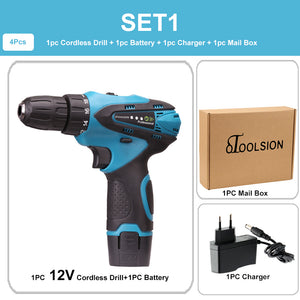 12V 18+1 Torque 1500mah Electric Screwdriver Rechargeable Drill Battery Drill Cordless Electric Tools Hand Drill For Home DIY