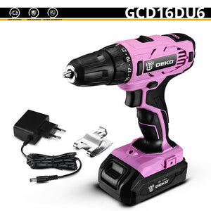 DEKO GCD16DU5/GCD16DU6 16V Max Electric Screwdriver Cordless Drill Mini Wireless Power Driver DC Lithium-Ion Battery 2-Speed