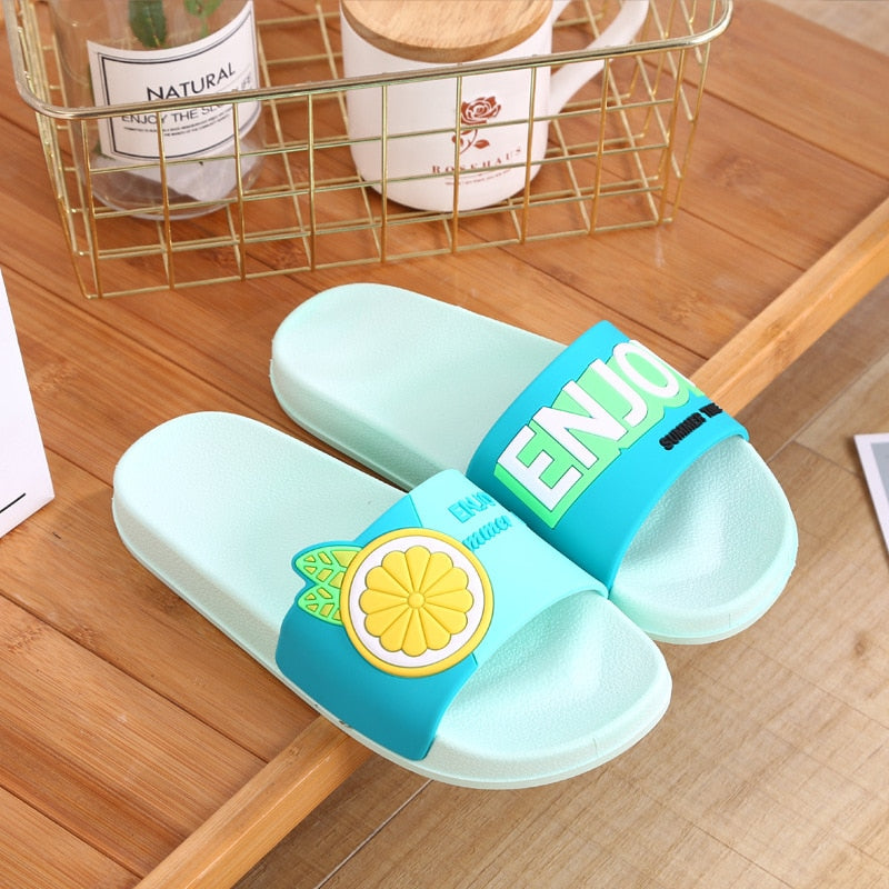Cartoon Unicorn Cute Animal Fruit Women Home Slippers Summer Sandals Ladies Slides Indoor House Shoes Flip Flops Sandalias Mujer