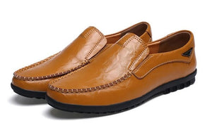 DM70 Genuine Leather Men Casual Shoes Luxury Brand Mens Loafers Moccasins Breathable Slip on Black Driving Shoes Plus Size 38-47