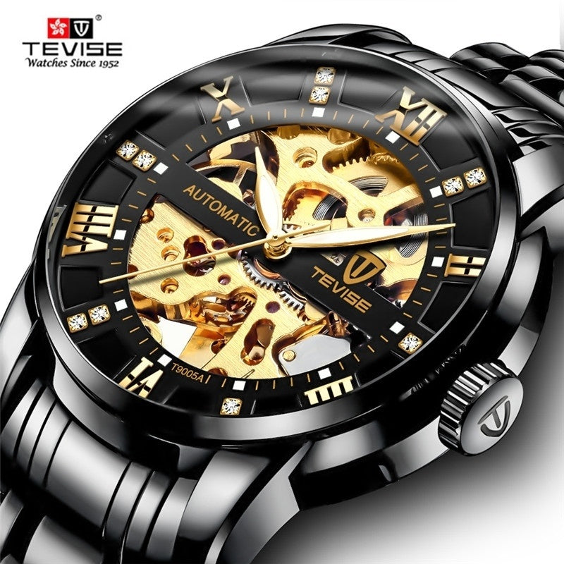 TEVISE Top Luxury Brand Mens Automatic Watches Men Stainless steel Skeleton Mechanical Wristwatch Relogio Masculino