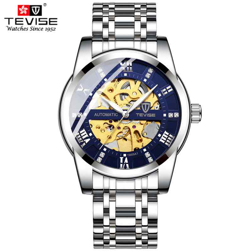 TEVISE Top Luxury Brand Mens Automatic Watches Men Stainless steel Skeleton Mechanical Wristwatch Relogio Masculino