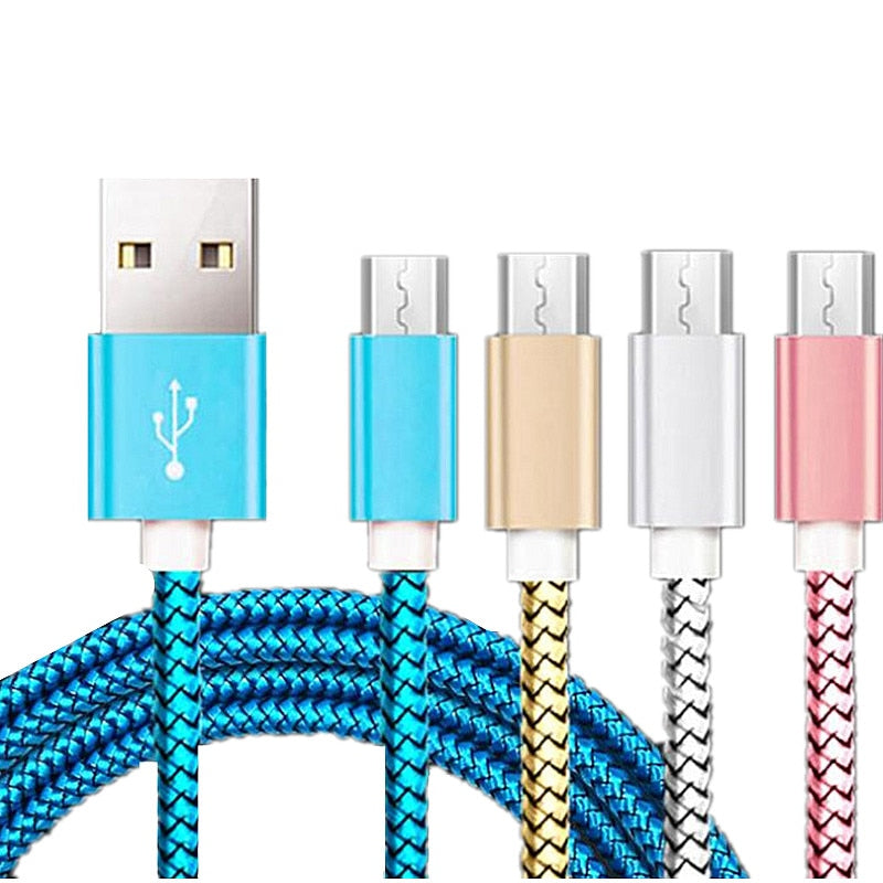 Micro USB Cable Nylon Braided Fast Charging Mobile Phone USB Charger Cable for iPhone 5 6 7 XS Max 8 Plus Android Type C Cables