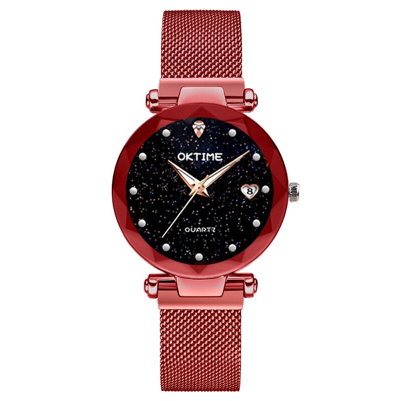 New Top Band Women's Wristwatch Noble Quartz Watch  Magnetic Strap Starry Round Dial Wrist Watches For Business Traveling