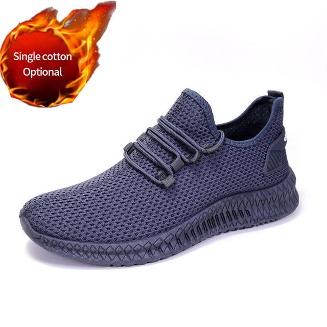 Men Sneakers Black Mesh Breathable Running Sport Shoes Male Lace Up Non-slip Men Low Athletic Sneakers Casual Men Shoes