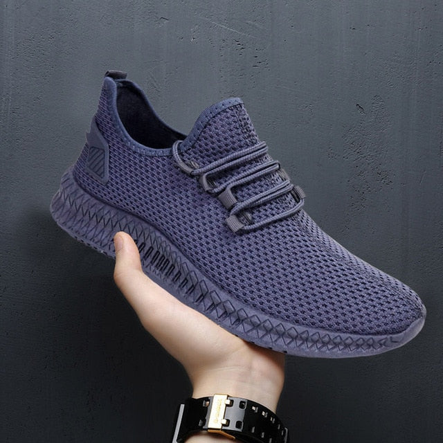 Men Sneakers Black Mesh Breathable Running Sport Shoes Male Lace Up Non-slip Men Low Athletic Sneakers Casual Men Shoes