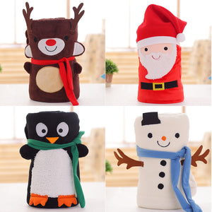 Merry Christmas Blanket Flannel Fabric Sofa Bed Blanket Super Soft Santa Claus Snowman Animal Blanket Pattern Blanket Cover