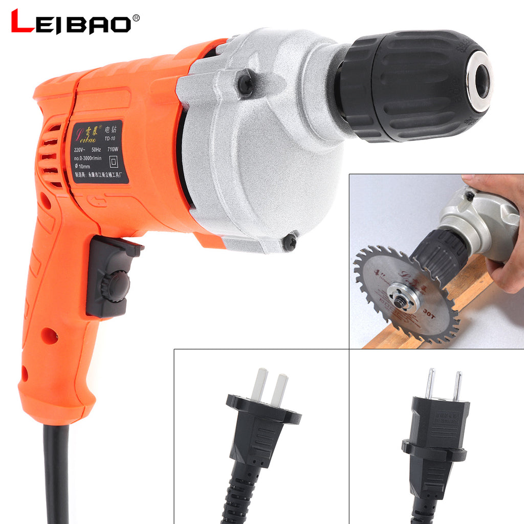220V 710W High Power Handheld Impact Electric Drill with Rotation Adjustment Switch and 10mm Drill Chuck for Handling Screws