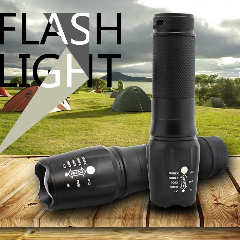 Powered By 18650/26650/AAA Battery Waterproof Led Flashlight Torch Powerful Flash Light 1600 Lumens T6 Zoomable Led Tourches