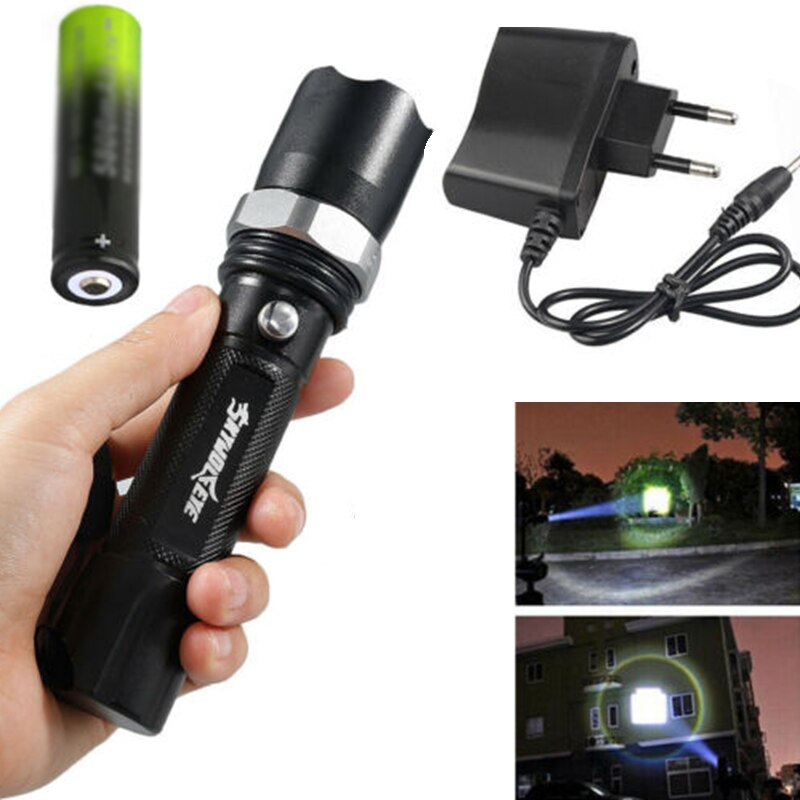 Aluminum Alloy Flashlight Outdoor Tourch Camping LED 18650 Batteries With Charger Hiking Useful